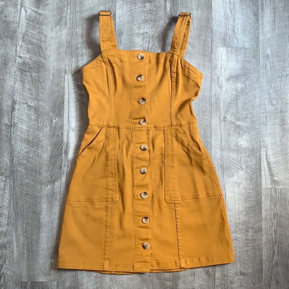 Mustard Denim Button Dress